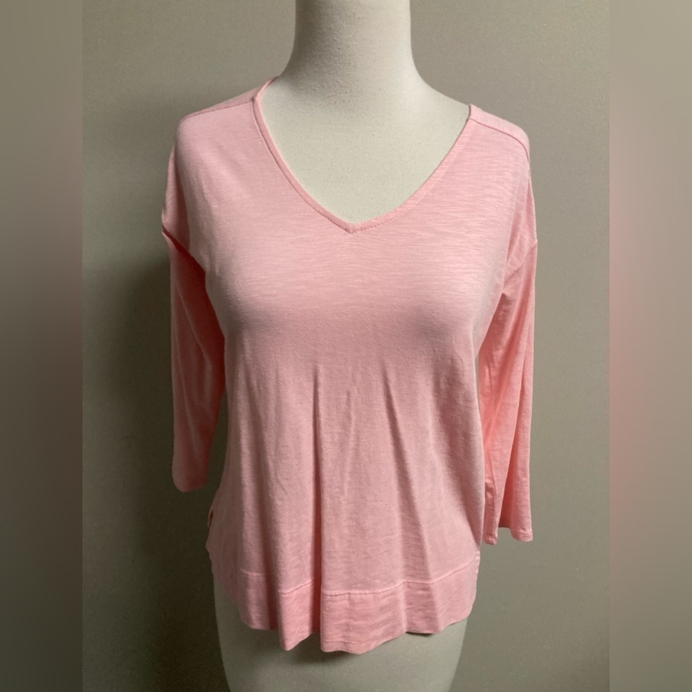 J Jill Top Womens XS Petite Pink Tunic top 3/4 Sleeve New With Tags